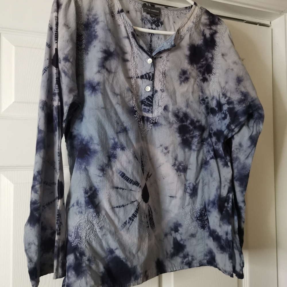 Boho top blue cotton